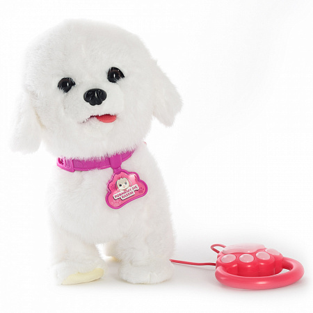 Интерактивная собака Болонка на синем поводке Интерактивная собака Болонка на синем поводке